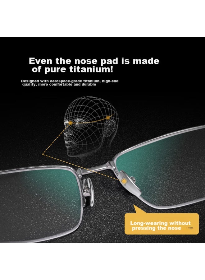 Sunset Red Pure Titanium Reading Gl, High-definition Anti-blue Light, Fashionable Business High-end Brand, Middle-aged And Elderly Presbyopic Gl, A102y, 200 Degrees - Image 4