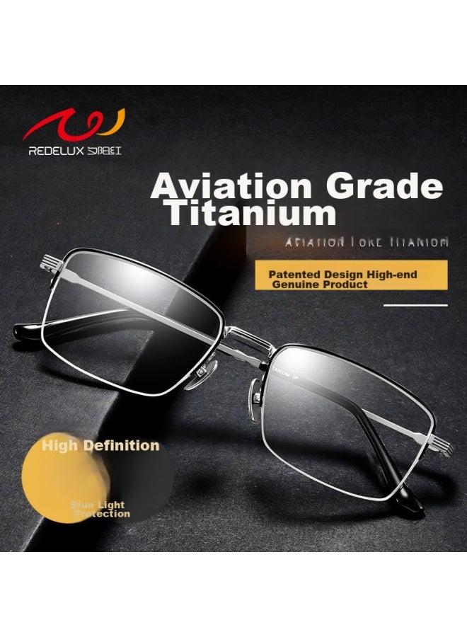 Sunset Red Pure Titanium Reading Gl, High-definition Anti-blue Light, Fashionable Business High-end Brand, Middle-aged And Elderly Presbyopic Gl, A102y, 200 Degrees - Image 1