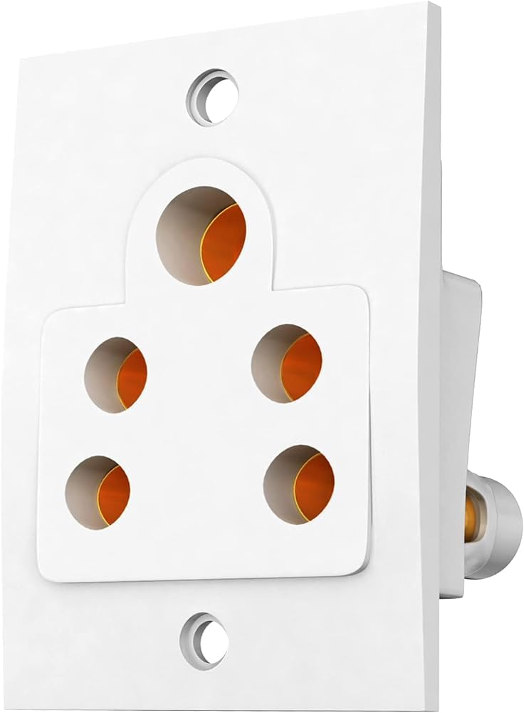 SEER 6A 5 Pin Non Modular Electrical Socket, White Colour,Polycarbonate Body, Heavy Duty,Suitable for Home & Office Use with Screws Pack 2 - Image 3