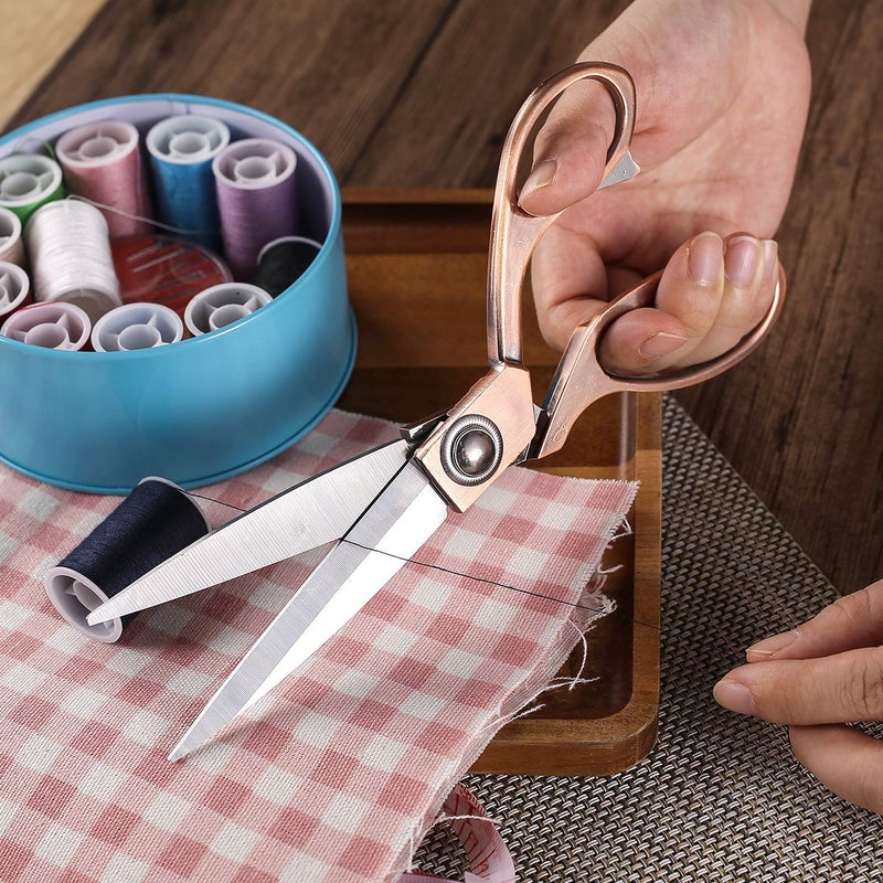 Rose Golden Stainless Steel Scissors 9.4 Inch Handmade Craft Sewing Office Paper Sharp Blade - Image 3