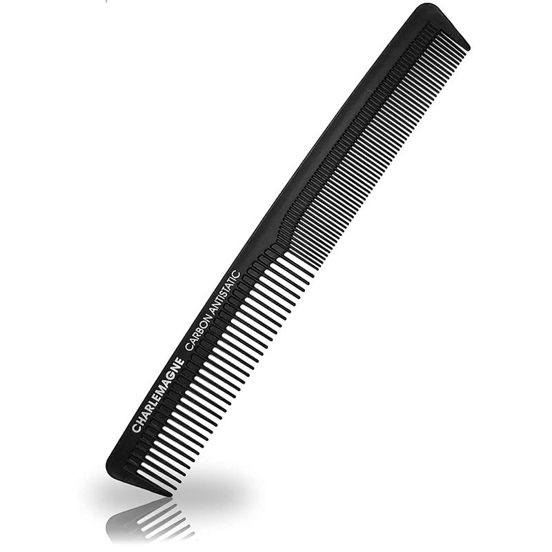 Charlemagne Men's Shatterproof Carbon Hair Comb 18 cm - Anti-Static Fine Comb for Cutting & Styling, for Men & Women - Styling Tools & Appliances - Image 1