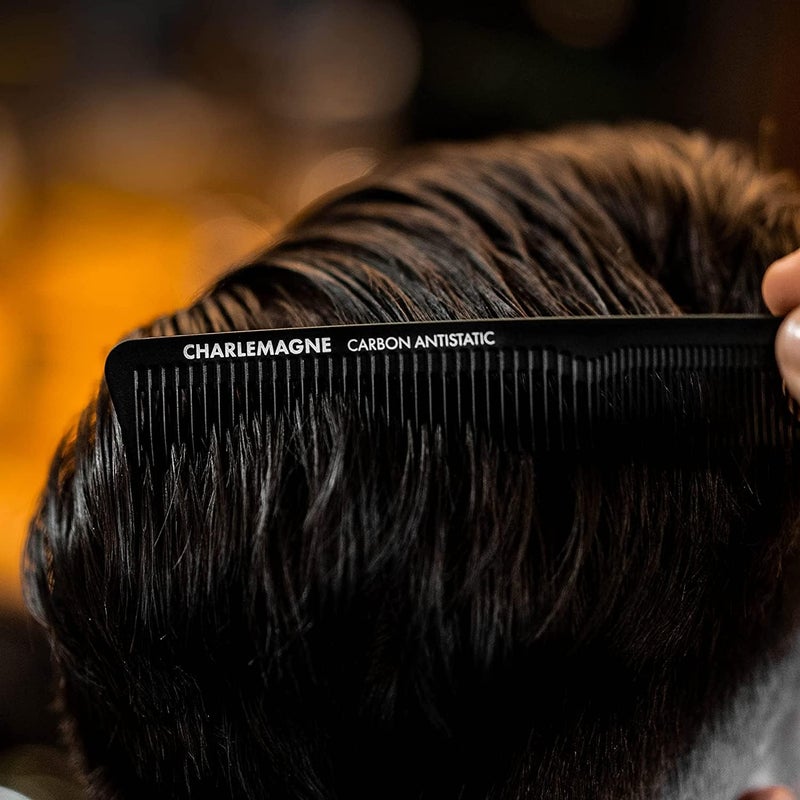 Charlemagne Men's Shatterproof Carbon Hair Comb 18 cm - Anti-Static Fine Comb for Cutting & Styling, for Men & Women - Styling Tools & Appliances - Image 3
