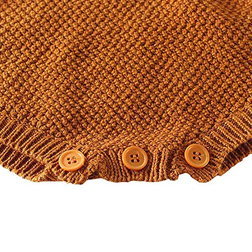 Askwind Baby Girls Romper Knitted Ruffle Long Sleeve Jumpsuit Baby Kids Girl Romper Autumn Winter Casual Clothing (6-9 Months, Brown) - Image 4