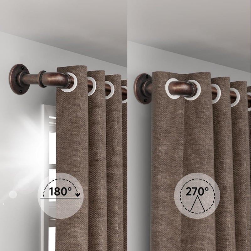 WORLD RODS Industrial Curtain Rods for Windows 18 to 88 Inches Adjustable Length, 1 Inch Diameter, with Aluminium Finials (Antique Red Bronze, 18â€ to 88â€) - Image 2