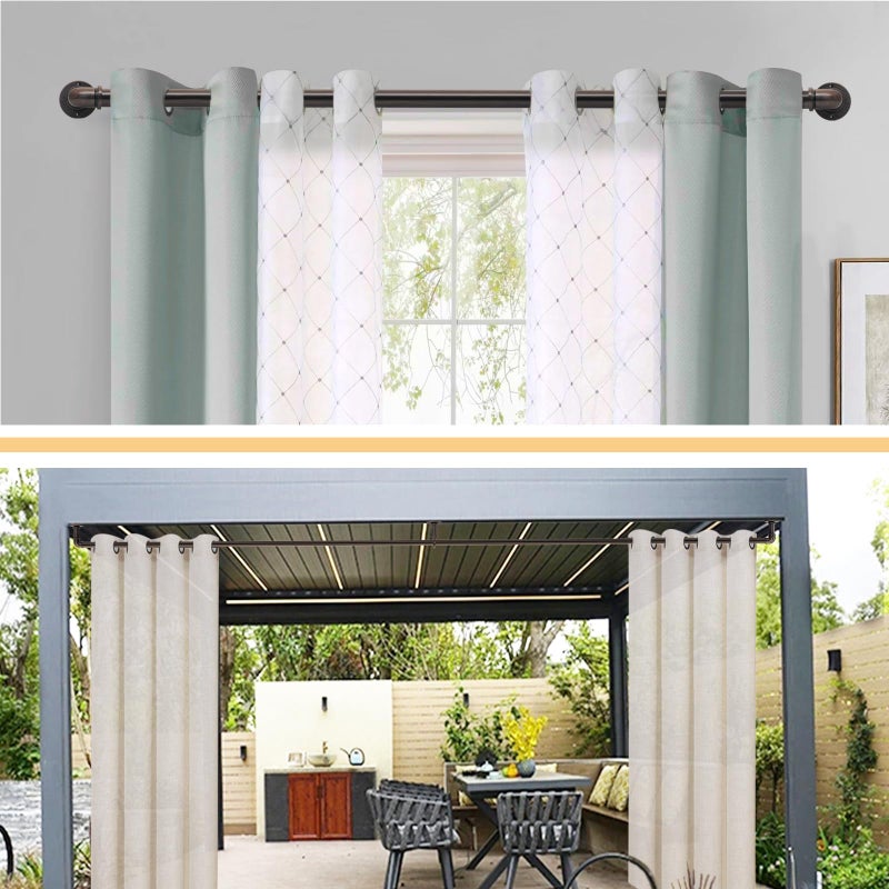 WORLD RODS Industrial Curtain Rods for Windows 18 to 88 Inches Adjustable Length, 1 Inch Diameter, with Aluminium Finials (Antique Red Bronze, 18â€ to 88â€) - Image 4