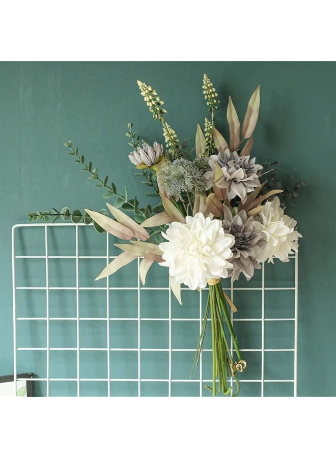 إيروريكس زهور صناعية نباتات ترتيبات زهور حريرية باقات زفاف ديكورات قطع مركزية بلاستيكية للطاولات للمطبخ والحديقة والحفلات أرجواني أبيض - Image 5