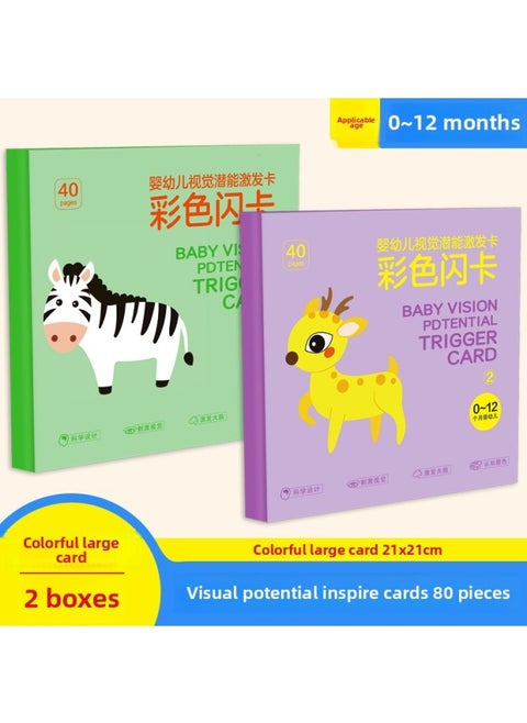Baby 6 Color Vision Tracking Toy Newborn Baby Early Education Cognitive Vision Stimulating Black And White Flash Card 0 To 3 Months 1 Year Old-Color:Smart Child Color Flash Card (2 Volumes/set)