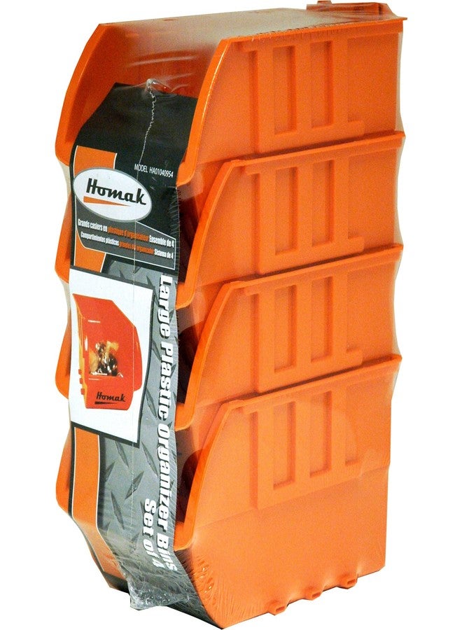 Homak Plastic Bins, Large, Set of 4, HA01040954 - Image 3