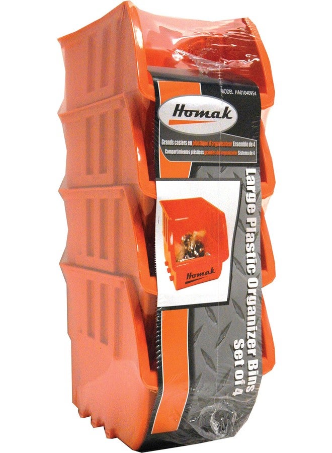 Homak Plastic Bins, Large, Set of 4, HA01040954 - Image 2