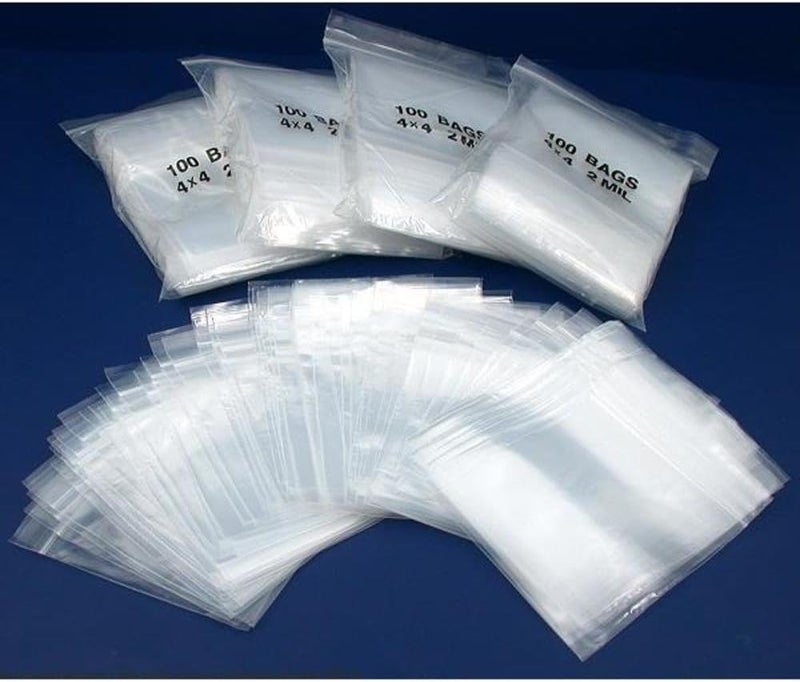 FindingKing 500 Zipper Poly Bag Resealable Plastic Baggies 4 x 4