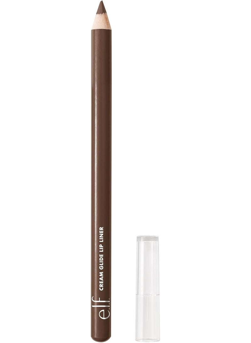 إلف قلم تحديد الشفاه كريم غلايد، تشكيل وتحديد الشفاه، قلم عالي الصبغة، لمسة نهائية شبه غير لامعة، نباتي وخالٍ من القسوة، كاكاو داكن - Image 1