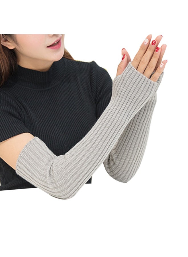 Women Girls Knit Soft Stretchy Fingerless Gloves Arm Warmers Long Gloves - Image 5
