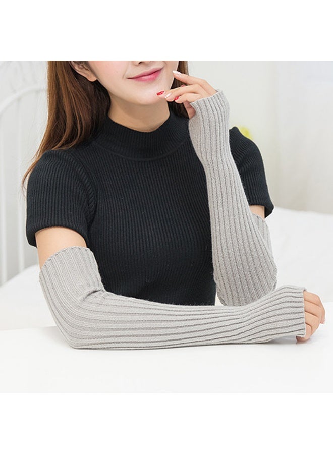 Women Girls Knit Soft Stretchy Fingerless Gloves Arm Warmers Long Gloves - Image 3