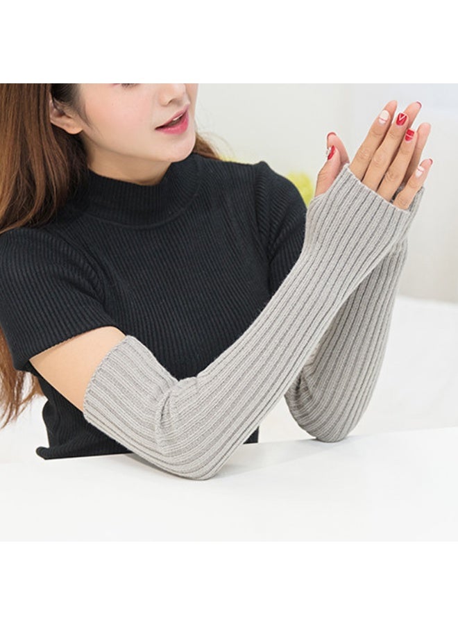 Women Girls Knit Soft Stretchy Fingerless Gloves Arm Warmers Long Gloves - Image 4
