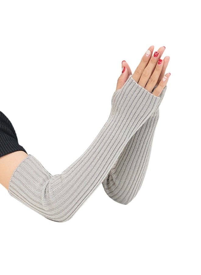 Women Girls Knit Soft Stretchy Fingerless Gloves Arm Warmers Long Gloves - Image 1