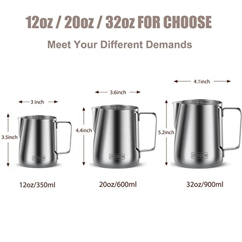 Zroden Milk Frothing Pitcher, Thicker Version 20oz Espresso Steaming Pitchers Stainless Steel Cappuccino Coffee Machine Accessories Barista Tools Steamer Pitchers Milk Jug Cup with Decorating Pen Latte Art - Image 5