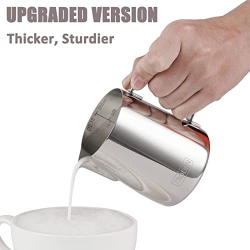 Zroden Milk Frothing Pitcher, Thicker Version 20oz Espresso Steaming Pitchers Stainless Steel Cappuccino Coffee Machine Accessories Barista Tools Steamer Pitchers Milk Jug Cup with Decorating Pen Latte Art - Image 2