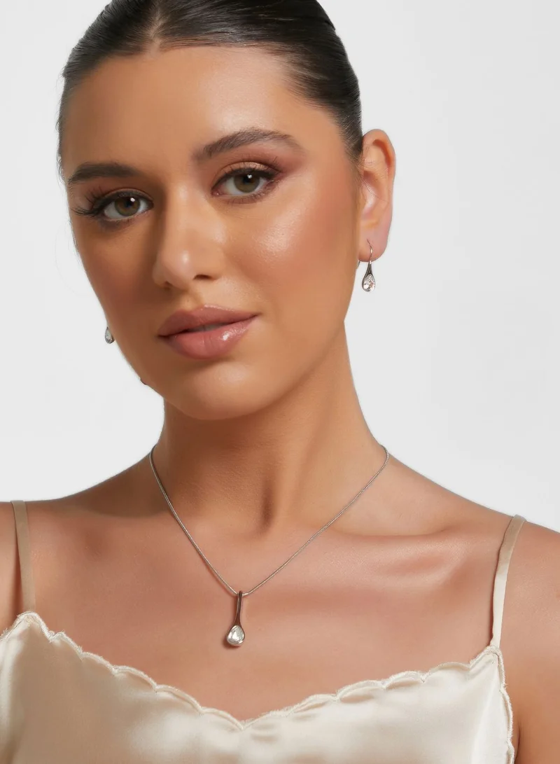 Mestige Iris Embellished Set Of Earrings  And Necklace