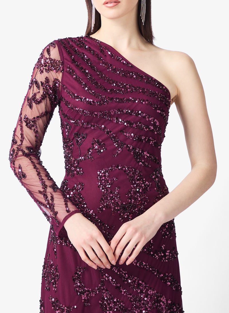Amelia Rose One Shoulder Sequin Maxi Dress - Image 3