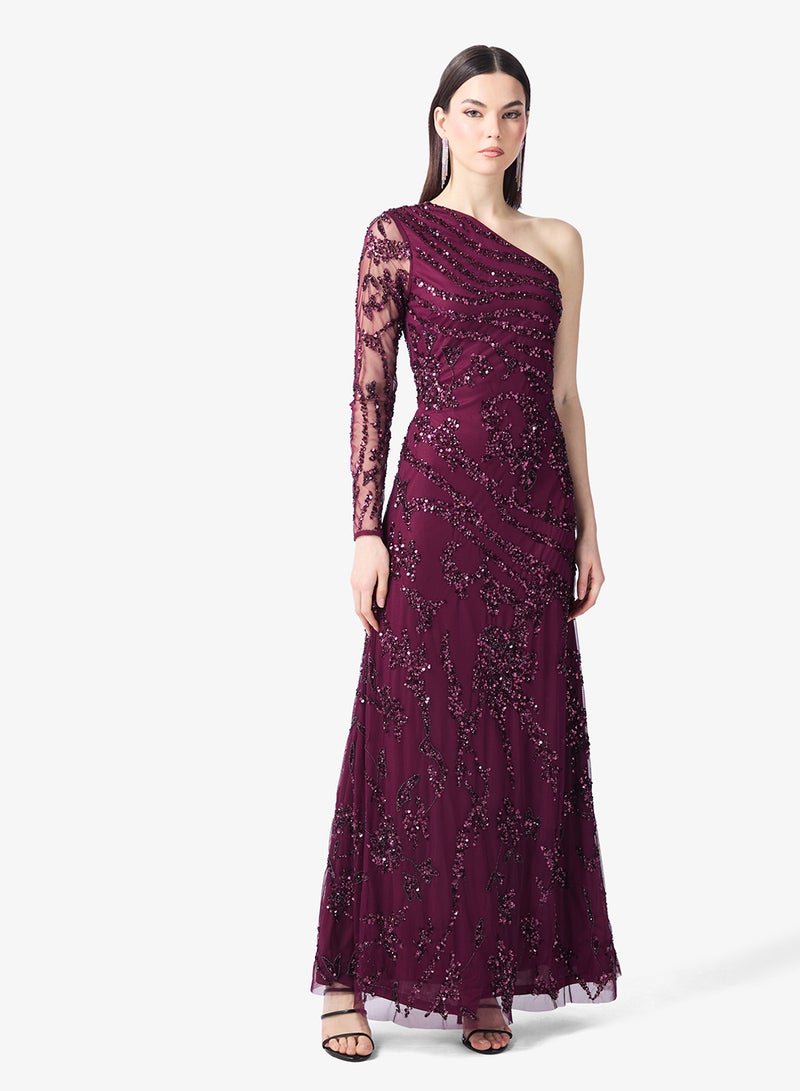 Amelia Rose One Shoulder Sequin Maxi Dress - Image 1