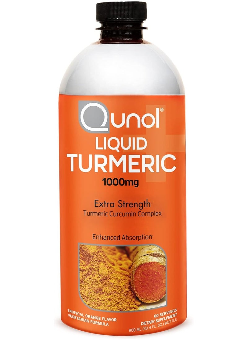 Qunol Liquid Turmeric 1000mg Tropical Orange Flavor 900ml 30.4 fl oz 60 Servings  - Image 1