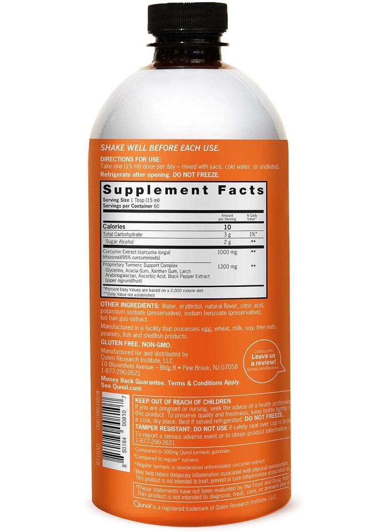 Qunol Liquid Turmeric 1000mg Tropical Orange Flavor 900ml 30.4 fl oz 60 Servings  - Image 2