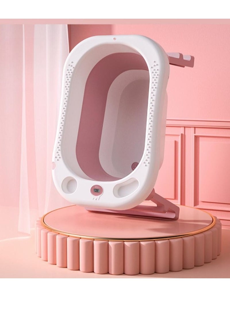 TEN-M JOURNEY Baby Premium Bath Tub with Seat & Thermometer, Portable Travel Collapsible Baby Bathtub with Drain Hole, Durable Foldable Infant Bathtub Newborn to Toddler - Image 1