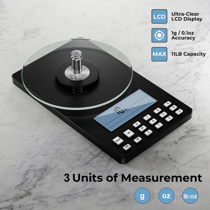 UNIWEIGH Nutrition Food Scale,5KG Digital Food Scale for Weight Loss,Prefect for Calculating Food Facts,Calorie Counting,Meal Prep,Fat,KCAL,Carbohydrates,Cholestero,with Food Grade Glass - Image 2