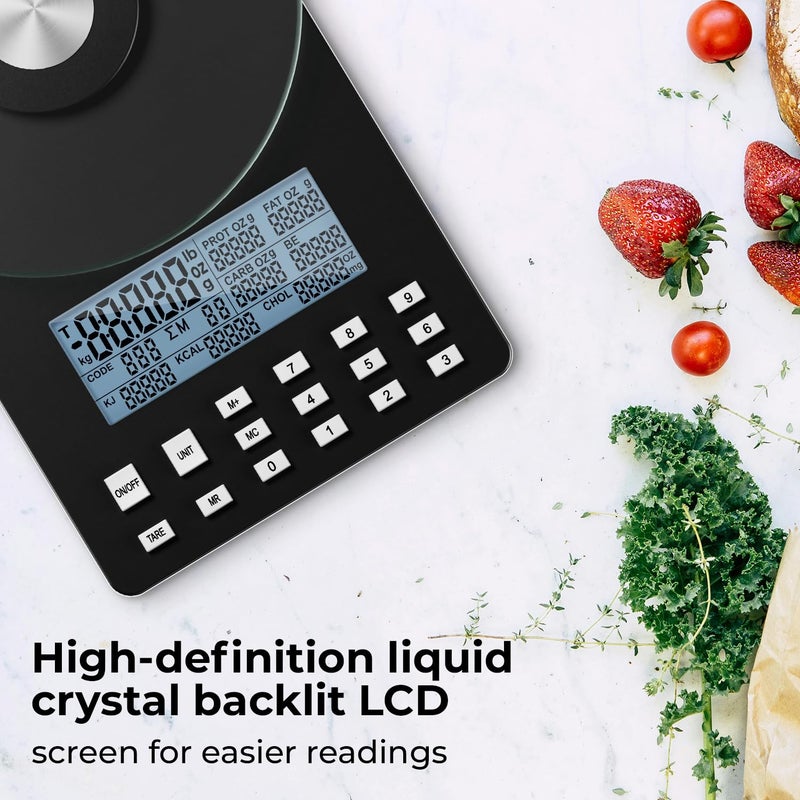 UNIWEIGH Nutrition Food Scale,5KG Digital Food Scale for Weight Loss,Prefect for Calculating Food Facts,Calorie Counting,Meal Prep,Fat,KCAL,Carbohydrates,Cholestero,with Food Grade Glass - Image 5