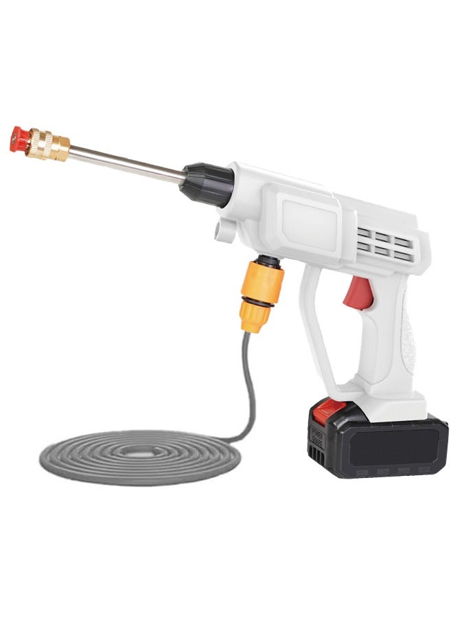 OKASA Portable Car Washing Electric High Pressure Washer with Rechargeable Battery, Foam Bottle, Nozzle Hose, Suitable for Car Washing, Watering Flowers and Cleaning Floors - White  - Image 1