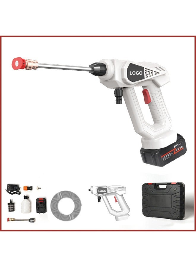 OKASA Portable Car Washing Electric High Pressure Washer with Rechargeable Battery, Foam Bottle, Nozzle Hose, Suitable for Car Washing, Watering Flowers and Cleaning Floors - White  - Image 2
