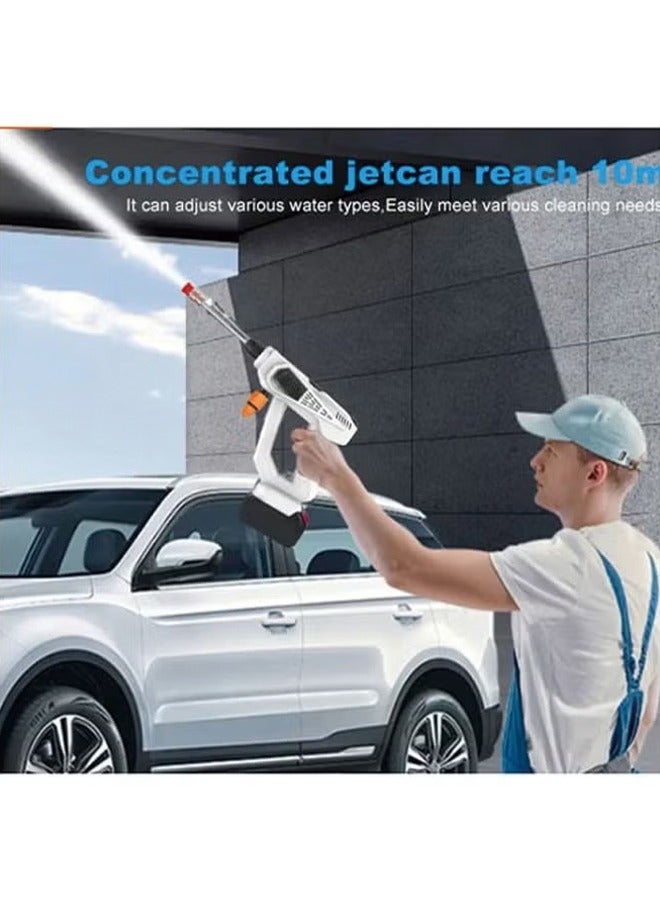 OKASA Portable Car Washing Electric High Pressure Washer with Rechargeable Battery, Foam Bottle, Nozzle Hose, Suitable for Car Washing, Watering Flowers and Cleaning Floors - White  - Image 4