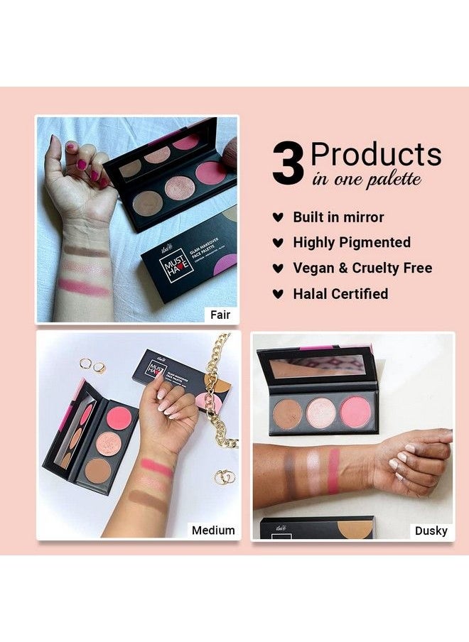 Iba - Must Have Glam Makeover Face Palette With Blush Contour And Highlighter For Face Makeup ; Face & Cheeks Blusher Palette ; Lightweight & Long Lasting ; Highly Pigmented Matte Finish Shades 12G - Image 1
