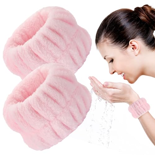 Wteehn 2pcs Wrist Bands for Washing Face Wash Wristbands Wrist Towels Arm Bands for Skincare Makeup Wrist Cuffs Spa Wrist Scrunchies - Image 1