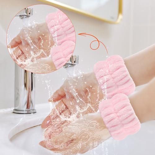Wteehn 2pcs Wrist Bands for Washing Face Wash Wristbands Wrist Towels Arm Bands for Skincare Makeup Wrist Cuffs Spa Wrist Scrunchies - Image 3