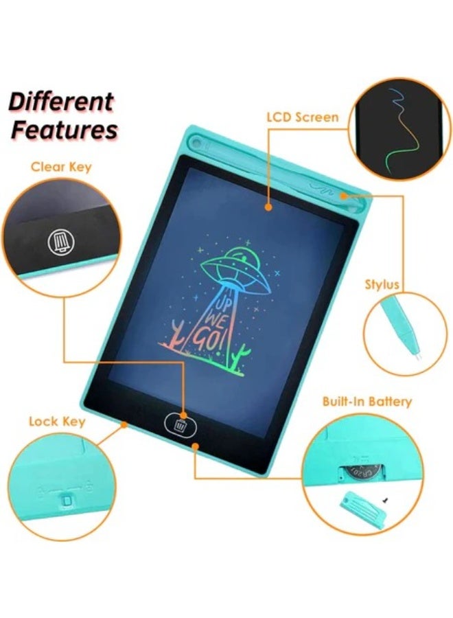 لوحة كتابة LCD مقاس 8.5 بوصة للأطفال - لوحة رسم وكتابة ملونة مع زر مسح، لوحة تعليمية خفيفة الوزن للتعلم والإبداع - Image 2