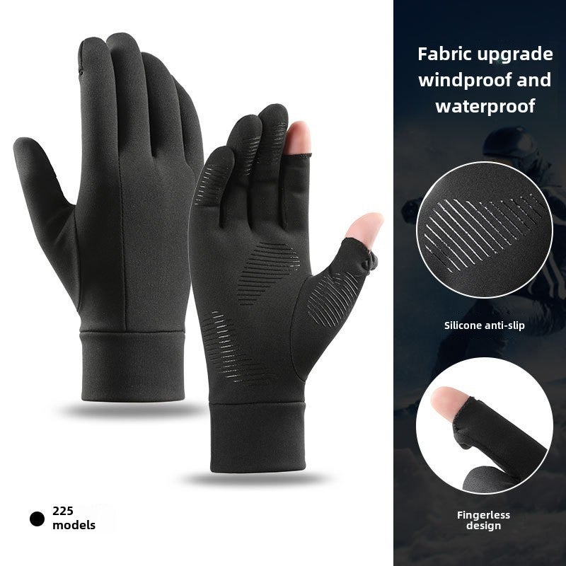 Thermal Touchscreen Gloves Men Q9065 Windproof Fleece Sports Cycling 225 Black 