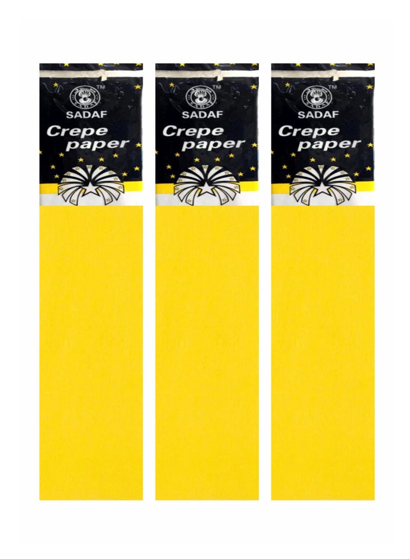Sadaf Crepe Paper For Art Yellow Colour 50x200cm Size (Pack of 3) - Image 2