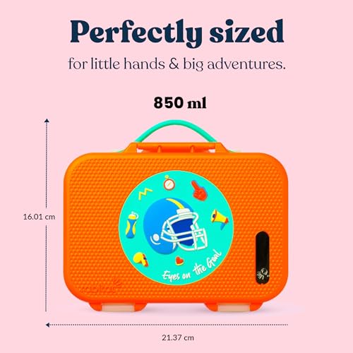 rabitat Munchbee Pro Stainless Steel Kids Lunch Box 850ml- Food-Grade Steel Bento Tiffin | 2-Year Brand Warranty | Spill-Proof Flick-Lock | 3 Compartments, BPA-Free, School-Safe | Mad Eye - Image 3