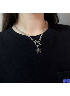 Personalized Bling Butterfly Necklace Women Trendy Minimalist Style Clavicle Chain Simple Neck Ring Fashion Jewelry [Silver] Tide star TO necklace [full body titanium steel] chain length of about 45cm