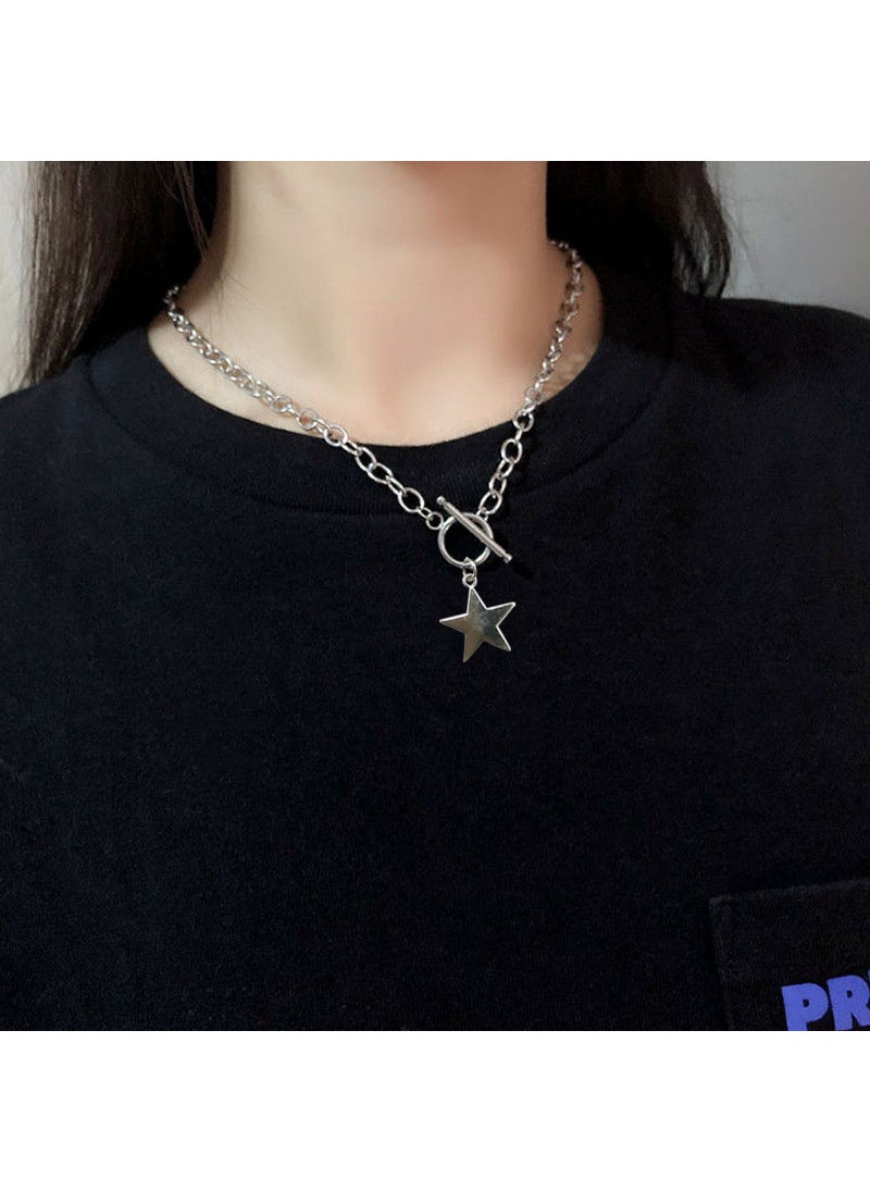 Generic - Personalized Bling Butterfly Necklace Women Trendy Minimalist Style Clavicle Chain Simple Neck Ring Fashion Jewelry [Silver] Tide star TO necklace [full body titanium steel] chain length of about 45cm - Image 1