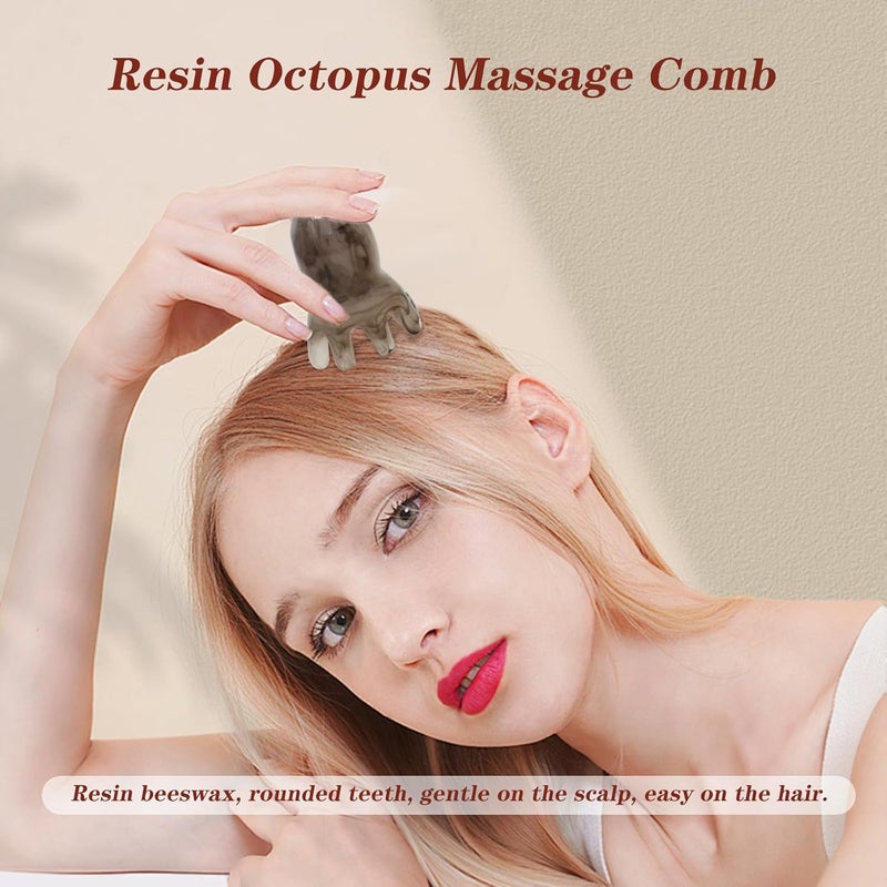 Yueton 2PCS Octopus Scalp Massager Gua Sha Head Body Relaxing Creative 8 Tentacles Head Scratcher Fun Massage Tool Comb for Women Men - Image 5
