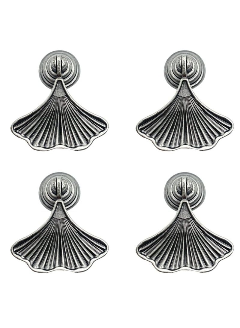 Knob Handles for Furniture, Antique Silver Drop Pendant Pull Handle Fashion Ginkgo Leaf Shape Dresser Knobs for Kitchen Bathroom Cabinet Door Drawer 4 pcs - Image 1
