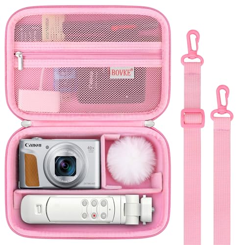 BOVKE Carrying Case for Canon G7X Mark III Mark II PowerShot SX740 SX730 Sony ZV1 IIZV1F Compact 4K Vlogging Digital Camera Travel Storage Bag for Tripod Microphone Cameras Accessory Pink - Image 1