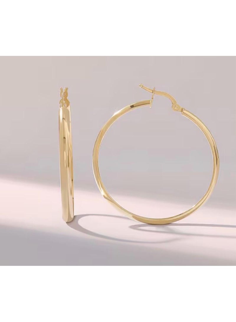 ُTablouhaty Timeless Gold-Tone Hoop Earrings – Elegant Classic High-Polished Slim Hoops for Women - Image 1