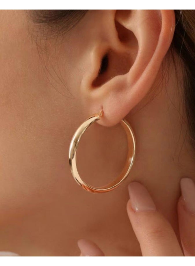 ُTablouhaty Timeless Gold-Tone Hoop Earrings – Elegant Classic High-Polished Slim Hoops for Women - Image 2