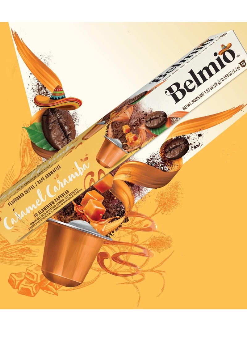 Belmio Caramel Caramba Flavoured Collection Coffee Capsules Pack of 12 (120 Capsules) -Compatible with Nespresso Original Line Machines - Image 3