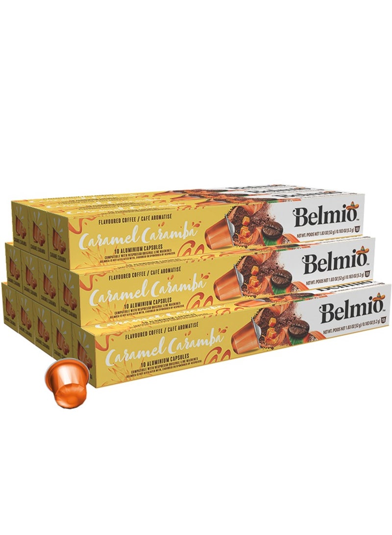 Belmio Caramel Caramba Flavoured Collection Coffee Capsules Pack of 12 (120 Capsules) -Compatible with Nespresso Original Line Machines - Image 1