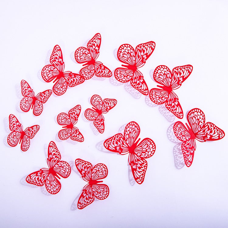 Hollow 3D Butterfly Decorative Wall Stickers Hollow Butterfly Children'S Stickers Home Living Room Festive Three-Dimensional Butterfly Decorations - Image 1