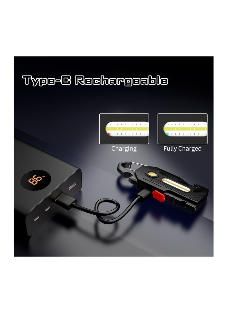 Zikra Keychain Flashlight, Rechargeable Flashlights, 7-in-1 Mini COB Keychain Work Light, 6 Lighting Modes with Bottle Opener Screwdriver Survival Whistle for Camping Fishing Hiking Emergency - Image 4